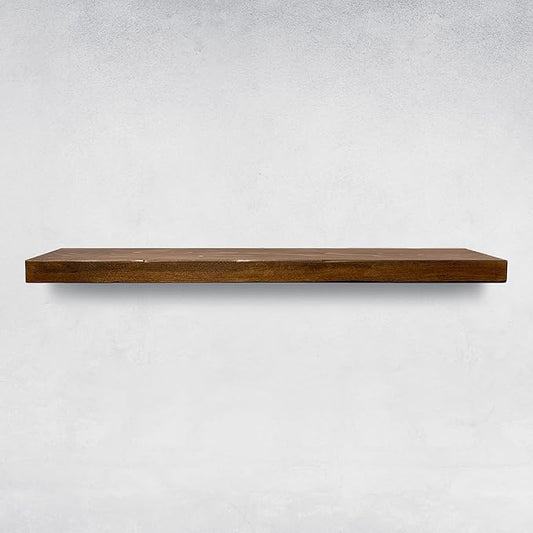 URBANDI, Rustic Floating Shelves, Set of 2, Hidden Bracket, Solid Wood, Heavy Duty, Wall Mounted Shelves, (Provincial, 12Wx10D)