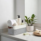 DECOMOMO Small Storage Basket, Closet Storage Bins, Baskets for Organizing Shelves (Grey & White, Small - 6 Pack)