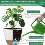 montresor 2 Pack 10 inch Plant Pots, PP Plastic Self Watering Plant Pot with Drainage and Tray for Indoor Outdoor Plants, Water Level Window & Reservoir Flower Pots Decorative Planter (White)