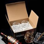 12 oz Hand Blown Crystal Whiskey Glasses Set of 4, Unique Cognac Glass, Heavy Thick Bottom Bar Glass for Scotch Bourbon Rum Gin Water Cocktail,Gifts Men Gifts Ideas