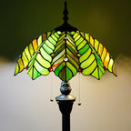 Tiffany Floor Lamp Stained Glass Lamp Standing Reading Light 16x16x70 Inch for Living Room (Amber Green Beach Coconut Tree Style)
