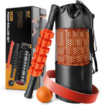 5 in 1 Foam Roller Set for Deep Tissue Muscle Massage, Trigger Point Fitness Exercise Foam Roller, Massage Roller, Massage Ball, Stretching Strap, for Whole Body (Orange-New)