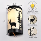 Wall Light Fixtures,Deer Cream White Parchment Rustic Wall Sconces,Farmhouse E26 Base Wall Sconce Light,Industrial Metal Black Sconce,Wall Lamps for Bedroom,Living Room,Hallway,Stairway