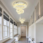Flashing God 20" Crystal Chandelier Crystal LED Flush Mount Chandeliers for Living Room Bedrooms Dining Room Modern Chrome Chandelier Lighting Dimmable 2700k 4500k 6000k