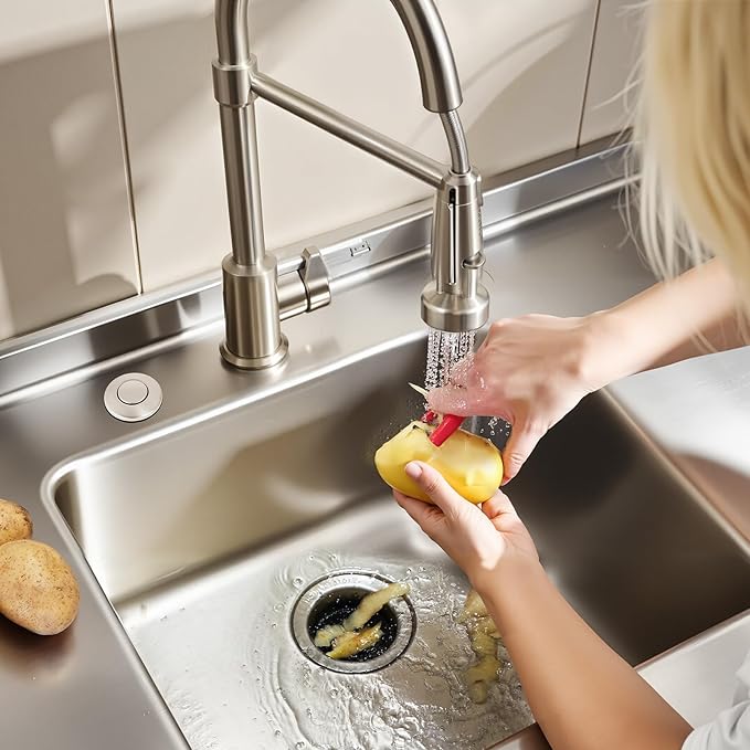 VEVOR Garbage Disposal Air Switch Kit, 2.5" Sink Top Air Switch for Food Waste Disposal, Brushed Silver Stainless Steel ON/OFF Air Button for Waste Disposer - Suitable for Stainless Steel Countertops