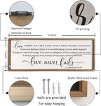 flowtorely Love is Patient, Kind Wall Art Decor 32"X12" Sign 1 Corinthians 13 Bedroom Above Bed Wall Decor Large Bible Verse Quote Scripture Christianity Hanging Sign (Wood)