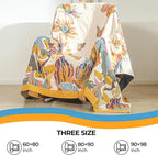 Boho Throw Blanket for Bed,100% Cotton Breathable Muslin Soft Throw, Fall Bed Throw Blanket Floral Bird Butterfly Printed Decor Large Blankets,80"×90" Rustic Farmhouse Throw for Sofa Couch Chair