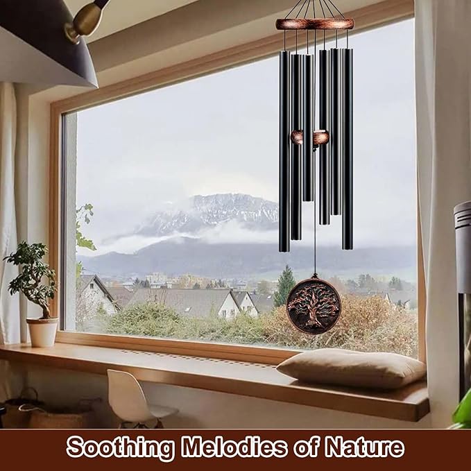 Memorial Wind Chimes for Loss of Loved One, Tree of Life Vintage Wind Chime for Outside, Sympathy/Memorial/Retirement/Festivals/Birthday Gift for Father/Mother/Lover (DIY 34" Tree of Life)