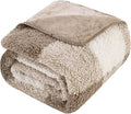LURKA Checkered Sherpa Fleece Twin-Size Bed Blanket - Extra Thick and Warm Winter Soft Fuzzy Plush Blanket for Couches, Beds & Pets, Khaki, 60x80 Inches