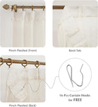 FMFUNCTEX Linen Sheer Pinch Pleated Curtains for Living Room, Linen Flax Beige 84 Inches Long Sheer Curtain See Through Panels for Bedroom, Natural Window Drapes for Farmhouse, Rod Pocket 2 Panels