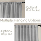 Joydeco Linen Curtains for Living Room,Light Filtering Rod Pocket Back Tab Semi Sheer Drapes Window Long Curtains 120 inches Long Ebony Grey