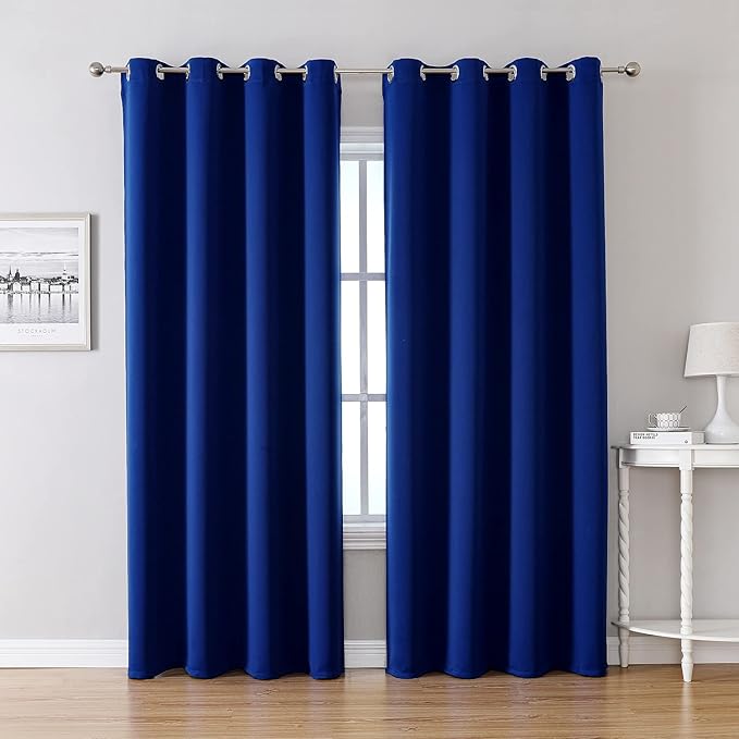 ChrisDowa Blackout Curtains 108 Inches Long 2 Panels Set for Living Room, Grommet Thermal Insulated Room Darkening Curtains for Bedroom (Royal Blue, 52 x 108 Inch)