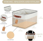 DECOMOMO Storage Bins Fabric Storage Baskets for Shelves, Linen Closet Organization Toys Nursery (Beige and White, Large - 1 Pack)