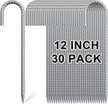 Rebar Stakes 12 Inch, 30 Pack Galvanized Metal Tent Stakes Heavy Duty Ground Stakes, J Hook Steel Fence Stakes for Ground, Outdoor Decoration, Wire Fencing, Gardening