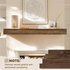 60x8x3 Fireplace Mantel - Handcrafted Hollow Rustic Solid Wood Wall Mounted Floating Shelf with Invisible Heavy Duty Wood Bracket (Weathered Brown)