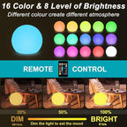 12 Inch Solar Glowing Ball Light Outdoor, Solar Garden Globe Light w/Remote, RGB Color Changing Waterproof Large LED Orb Lights, Landscape Lighting Mood Lamp w/Ground Stake for Patio Yard Lawn Path
