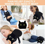 Large Microwave Heating Pad with Washable Cover 21 * 12" Microwavable Heating Pads for Cramps, Back, Neck Shoulder Pain Relief, Cordless Weighted Moist Heat Pack, Black Cat