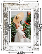 Vittanly 4x6 Picture Frames Set of 9, Shatter Resistant Plexiglass, Display 3.5x5 Pictures with Mat or 4x6 without Mat, Photo Frames for Wall or Tabletop, Engineered Wood, Distressed White