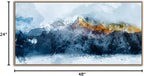 Framed Canvas Wall Art Indigo Abstract Mountain Pictures Wall Decor Blue Grey Orange Mountain Peaks Canvas Painting Prints Modern Abstract Artwork for Living Room Bedroom Decoration 24" x 48"