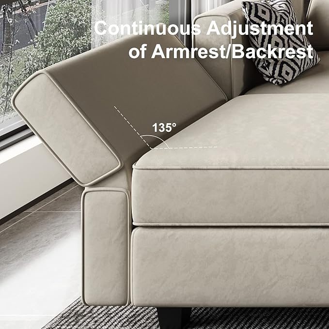 Belffin Modular Sectional Sofa with Reversible Chaise L Shaped Couch with Ottoman Modular Sofa Couch with Storage Grey