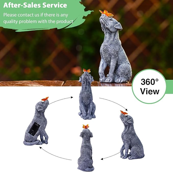 Goodeco Dog Statue with Butterfly - Ideal Gifts for Dad, Mom or Birthdays, Beautifully Crafted Outdoor Decorations to Wow Your Guests