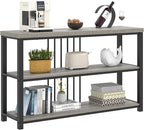 FOLUBAN Console Tables for Entryway, Sofa Table with 3 Tier Storage for Living Room Hallway Foyer Behind Couch, Rustic Light Grey