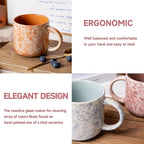 12 OZ Coffee Mugs Set of 6, Modern Coffee Mugs Set with handle for Tea/Latte/Cappuccino/Milk/Cocoa.