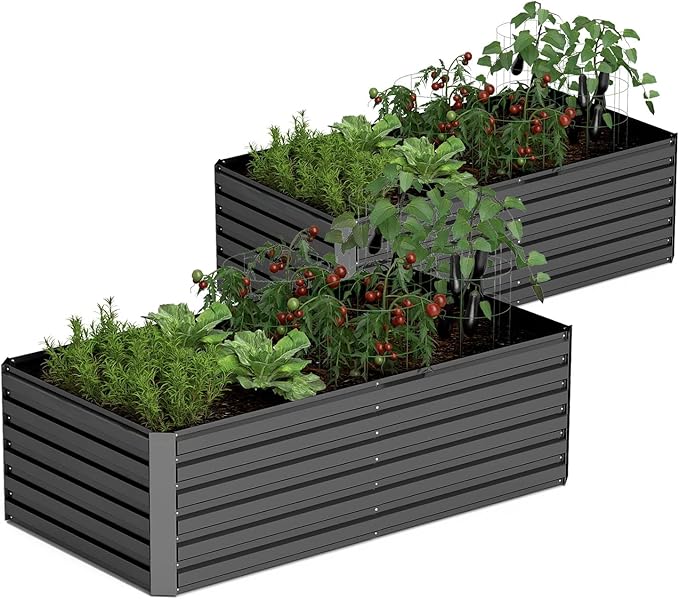 8x4x2 ft Raised Garden Bed, Large Metal Planter Raised Beds, Planters for Outdoor Plants for Vegetables, Flowers, Herbs, Fruits, and Succulents.(2 Pcs)