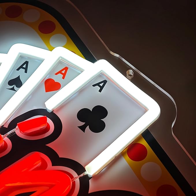 Casino Night Neon Sign for Wall Decor Casino Led Neon Light Dimmable Led Light Sign for Bar Casino Play Room Birthday Party Decor