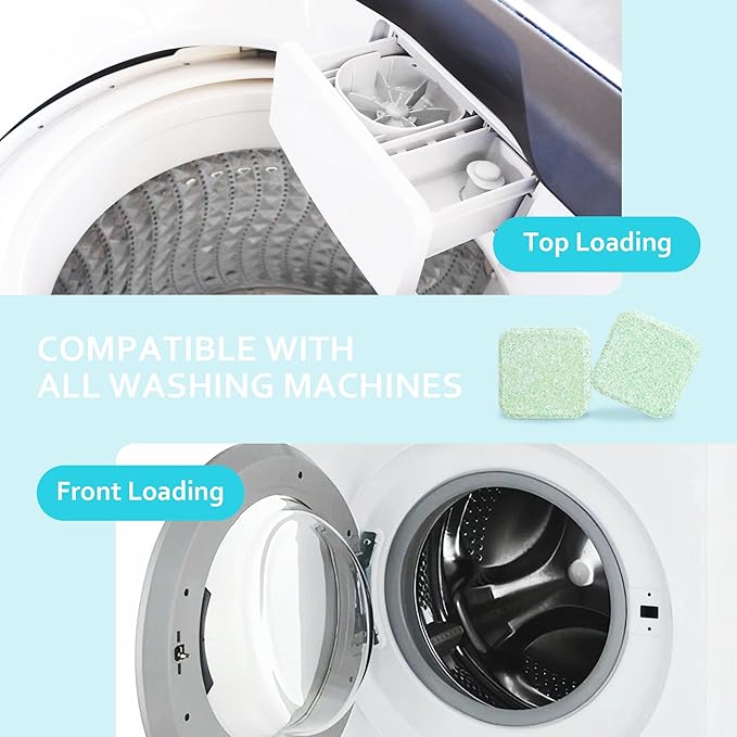 Washing Machine Cleaner 48 Pack-24 Month Supply,Cleaning Tablets Formulated for Pet Owners for He,Easy Pet Hair Remover for Laundry.Top & Front Load Washer.Septic Safe.