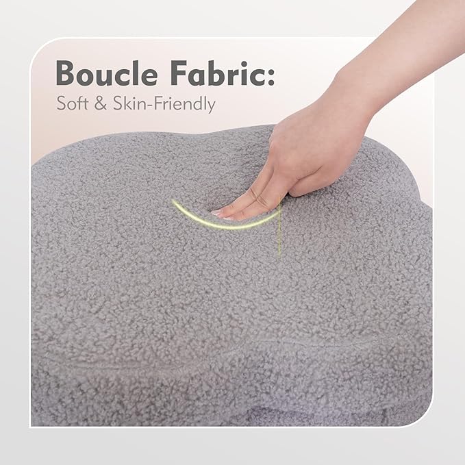 B FSOBEIIALEO Storage Ottoman Cube, Flowers Shaped Ottomans with Storage Foot Stool Footrest, Boucle Ottoman Seat for Dorm Room, Faux Teddy Fur, Grey 15"x15"x15"
