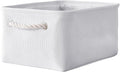 TheWarmHome Decorative Basket for Organizing - Medium-1Pack 13.8L*9.8W*6.7H Rectangular Fabric Storage Bin Organizer Basket with Handles for Clothes (White)