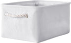 TheWarmHome Decorative Basket for Organizing - Medium-1Pack 13.8L*9.8W*6.7H Rectangular Fabric Storage Bin Organizer Basket with Handles for Clothes (White)