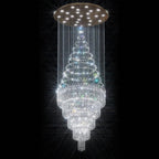 Flashing God 40''X120 High Ceiling Chandelier Crystal Raindrop Gold Chandeliers Staircase Large Chandelier Villa Entrance Foyer Pendant Light Foyer High Ceiling Light 15 GU10 Bulb Dimming