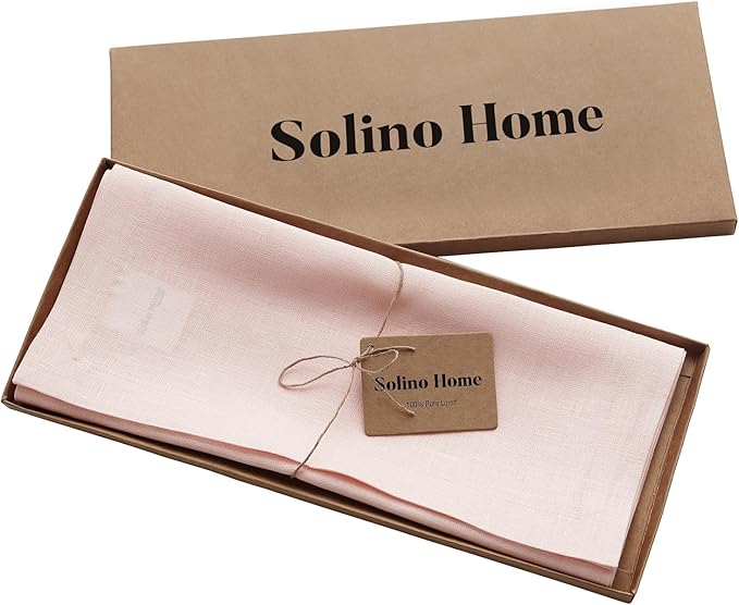 Solino Home Linen Pink Table Runner 120 Inches Long - 100% Pure Linen 14 x 120 Inch Table Runner for Halloween - Fete