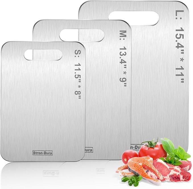 Cutting Boards for Kitchen, Cutting Board, Foodgrade Stainless Steel Cutting Board for Meat,Fruit, Vegetables, Outdoor or Indoor, M 13.4“ * 9”
