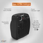 Comfort Zone Indoor Space Heater with Adjustable Thermostat, Fan Forced, Electric, Overheat Protection, Safety Tip-Over Switch, Energy Efficient, Ideal for Home, Bedroom, & Office, 1,500W, CZ45EBK