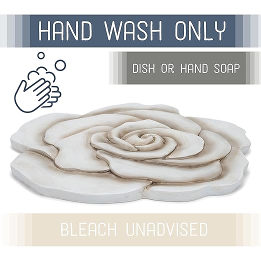 NAT & Jules Rose Flower Shaped Dimensional Indoor Outdoor 12 inch Cast Resin Decorative Garden Stepping Stone, Patio, Walkway Sculpture Yard Art, White