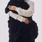 Lotus Karen Faux Fur Blanket - Black Twin Size, Big Bubble Rabbit Fluff, 60x80 Inches