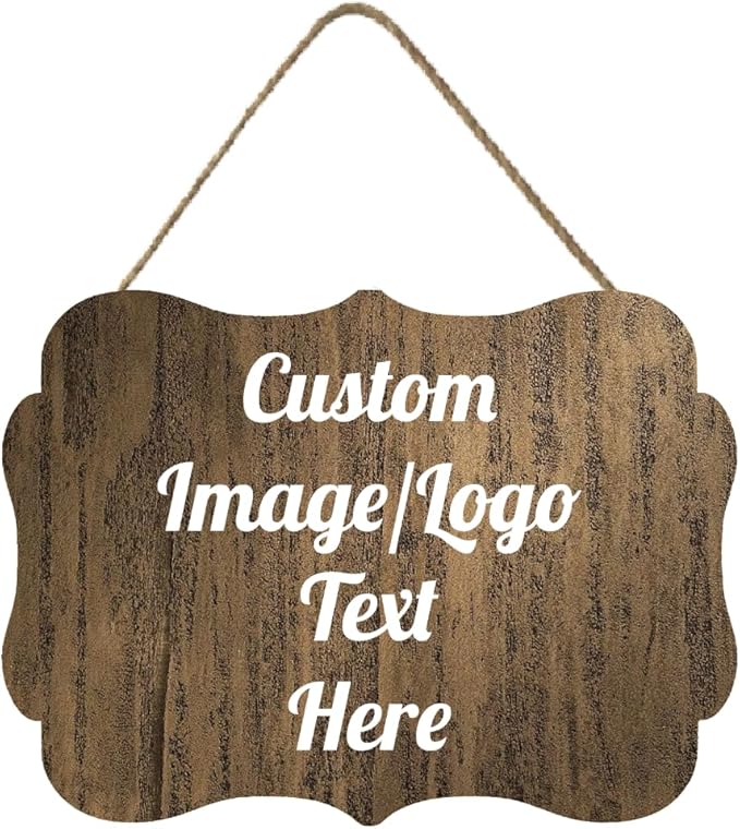 Personalized Wooden Welcome Sign Front Door Decor Home Sign Customized Image/Text Hanging Farmhouse Decorations for Home Office 11.2 * 8 Inch