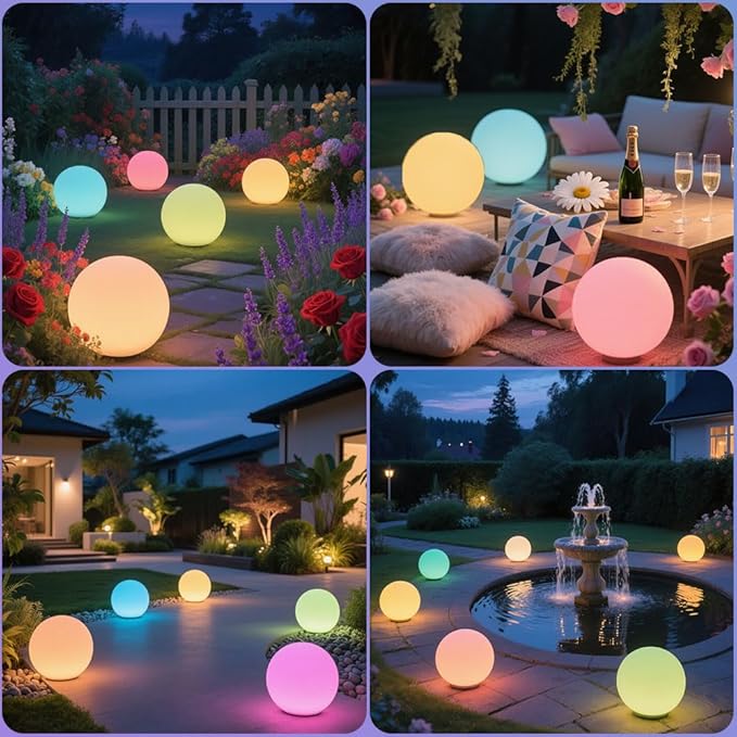 8-in Solar Globe Light Outdoor, Waterproof Solar Ball Light for Outside w/Remote, 16 RGB Color Changing Glowing Orb Lamp Landscape Lighting Mood Lamp w/Ground Stake for Garden Patio Yard Pathway Decor