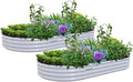 2 Pack 8x4x1FT Galvanized Raised Garden Bed Kit Oval Metal Ground Planter Box Outdoor Bottomless Planter Raised Beds for Vegetables Flowers Herbs Fruits, Gray