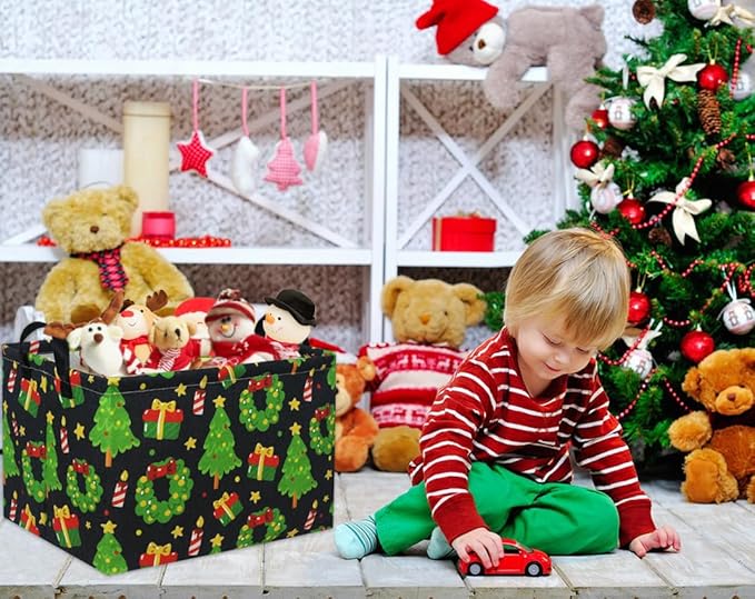 HIYAGON Rectangular Basket Box Organizer for Families - Baby Storage Bin for Boy and Girls - Christmas Room Decor