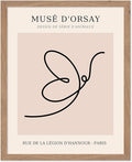 Poster Master Vintage Poster - Retro One Line Butterfly Drawing Print - Butterfly Line Art - Minimal Gift for Him, Her, Animal Lover - Abstract Decor for Home, Office, 8x10 Beige Framed