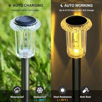 DenicMic Solar Lights Outdoor 15 Pack Waterproof 3000K Warm White LED Acrylic lamp Head Stainless Steel Stake for Landscape Lighting Path Walkway Sidewalk Backyard Patio Decor