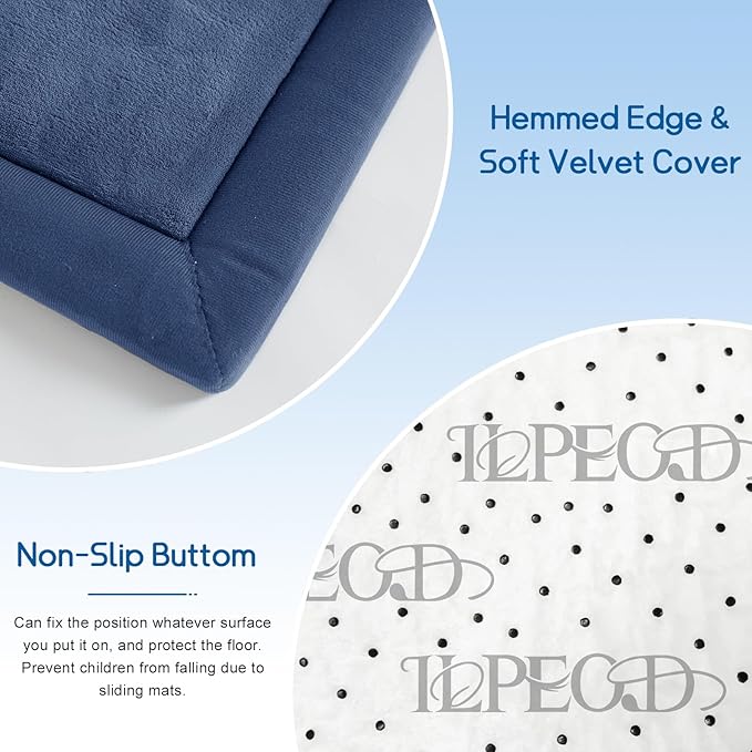 Baby Play Mat for Floor Tummy Time Mat Nursery Rug Muscle Mat Area Rug Playroom Rug Tatami Mat 6'7"x5'11" Memory Foam 1.3" Thick Crawling Mat for Babies,Toddlers, Infants, Kids,Floor Mat(Blue)