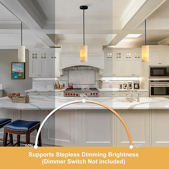 Alabaster Pendant Light Kitchen Island, H-9.5in Black Pendant Light Fixtures with Natural Marble Shade, Adjustable Ceiling Pendant for Dining Room, Living Room, Bedroom & Bathroom