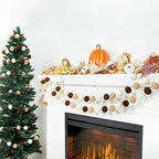 TBD Decor 2pk Pom Pom Garland 13FT Colorful Large Felt Ball Garland Fall Decoration for Mantle,Indoor Holiday Wedding Birthday Party Supplies(White Brown,4cm)