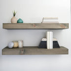 Modern Floating Shelves 3 Inches Thick for Wall, Wide Shelves for Kitchen, Living Room, Bedroom, and Bathroom, Natural Pine Wood, Rustic Wooden Shelf, (Set of 2) (Aged Barrel, 60Lx3Hx8D)