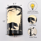 Wall Sconce Light,Bear Metal Cream Parchment Farmhouse Wall Sconces Set of Two,Rustic Black Matte Hallway Sconces Wall Lighting,Vintage Wall Mount Lamp,Wall Lights for Living Room,Bedroom